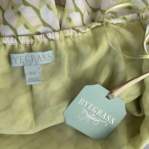 ryegrass green geometric halter top blouse Size XS - Picture 7 of 9